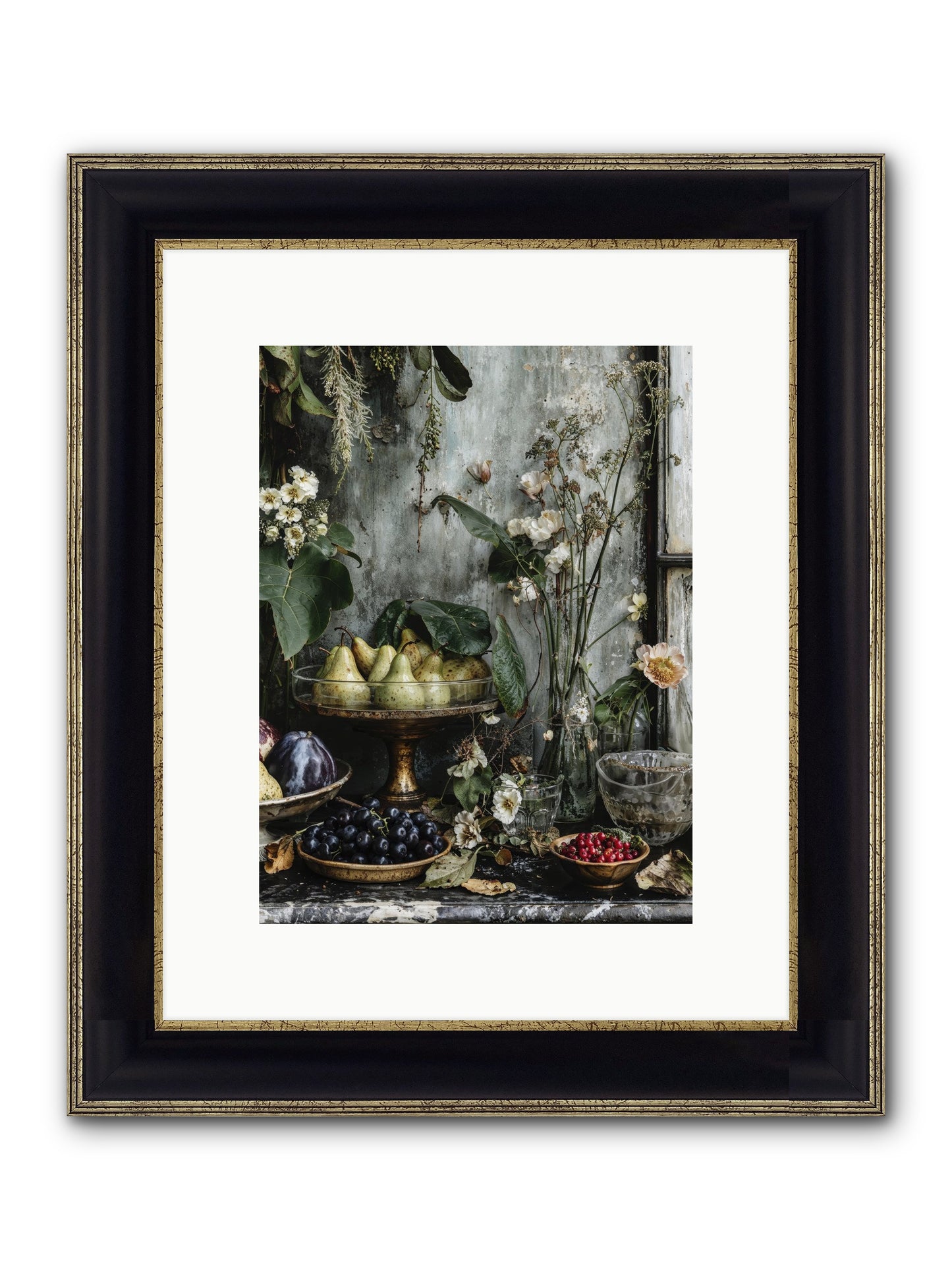 Paris Dressed In Blossoms Framed Print - Black & Gold 9x12