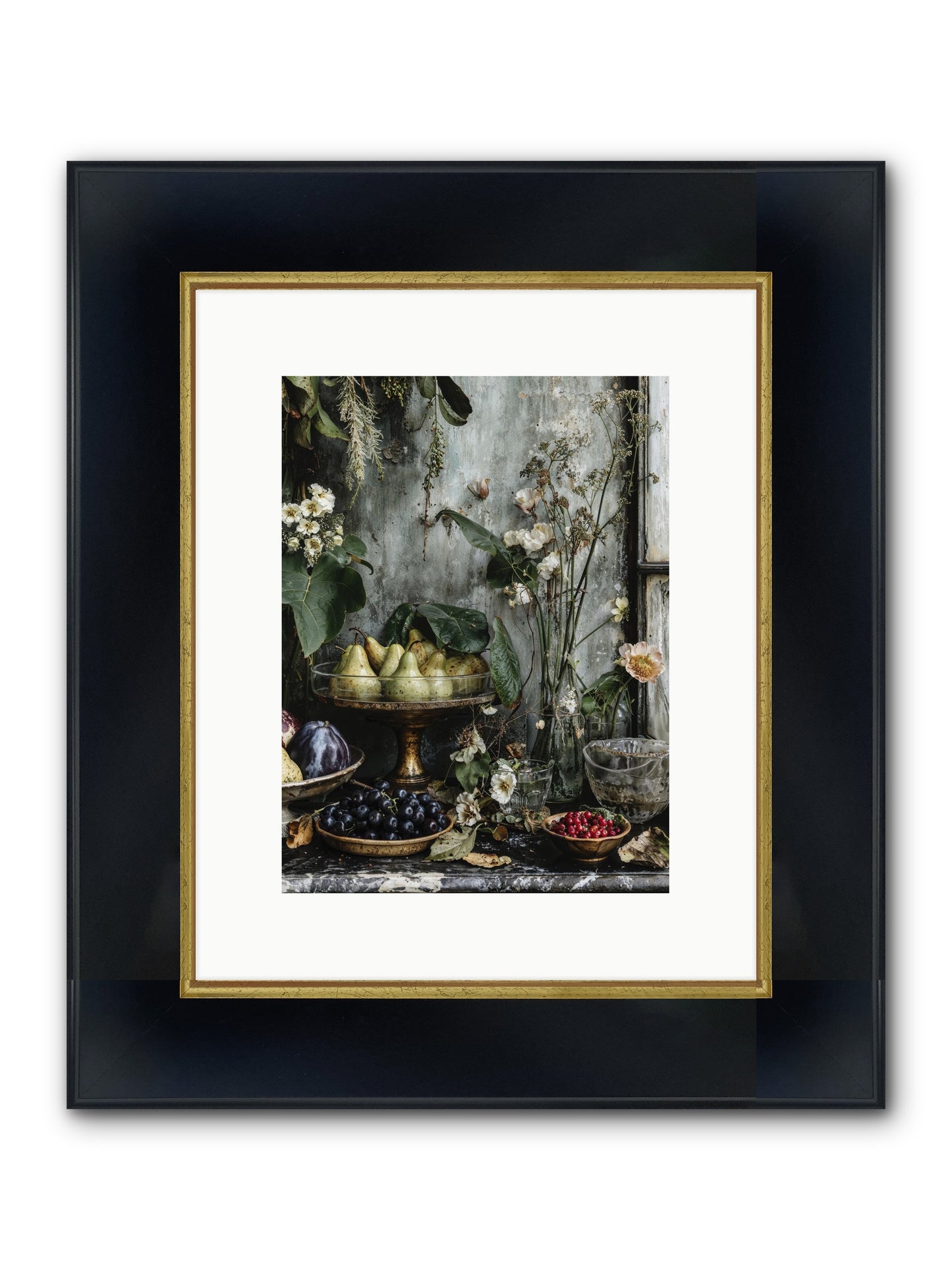 Paris Dressed In Blossoms Framed Print - Wide Black w/Gold 9x12