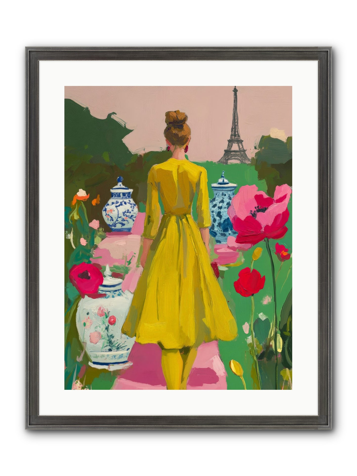 Paris In Pink Light Framed Print - Slimwoods Black/Silver 18x24