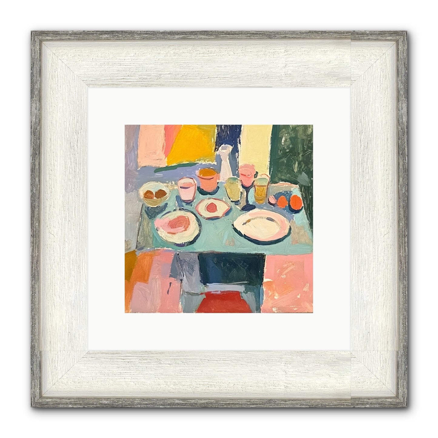 Parisian Breakfast Framed Print - Driftwood White 10x10