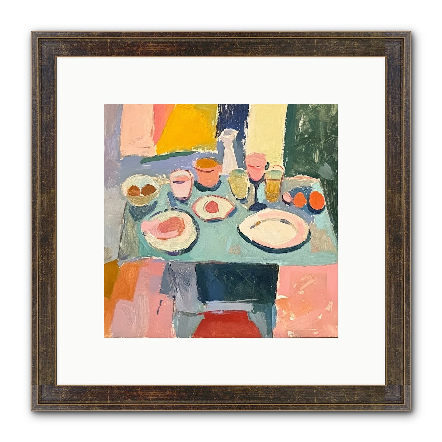 Parisian Breakfast Framed Print - Slimwoods Black/Gold 10x10