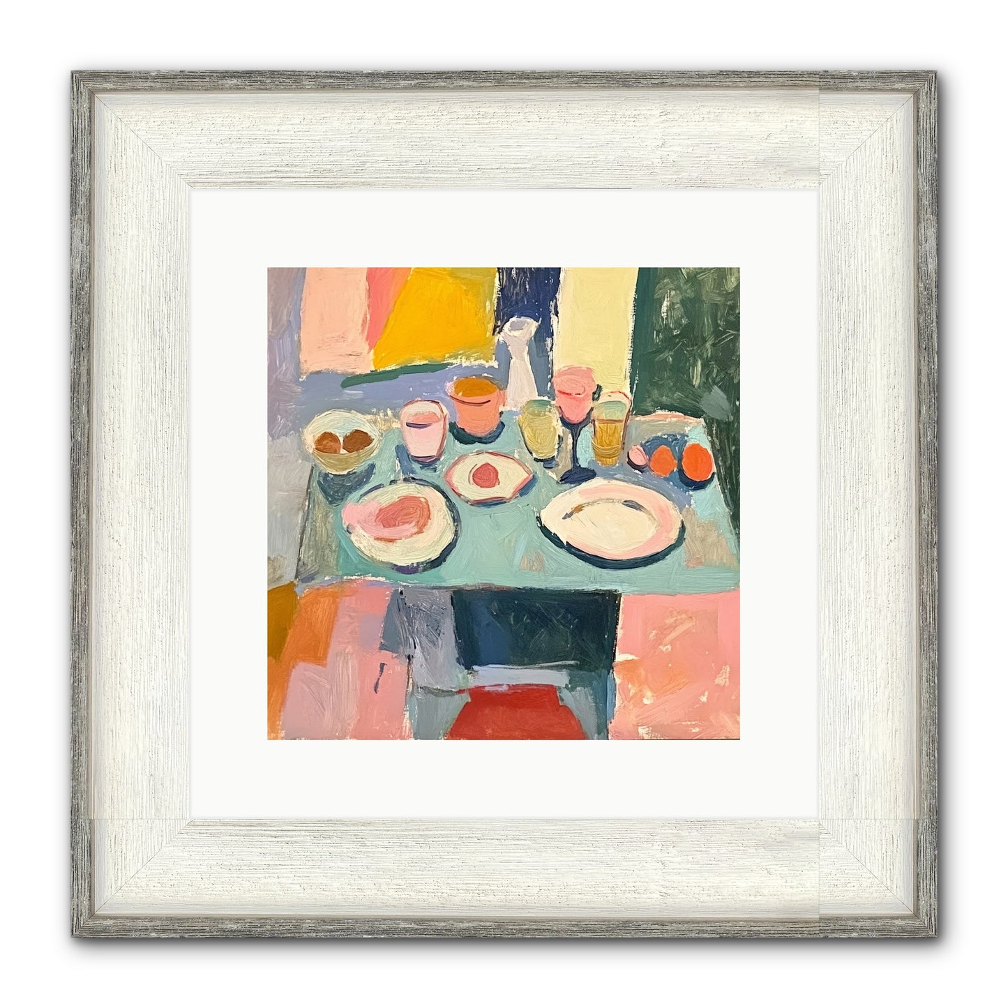 Parisian Breakfast Framed Print - Driftwood White 12x12