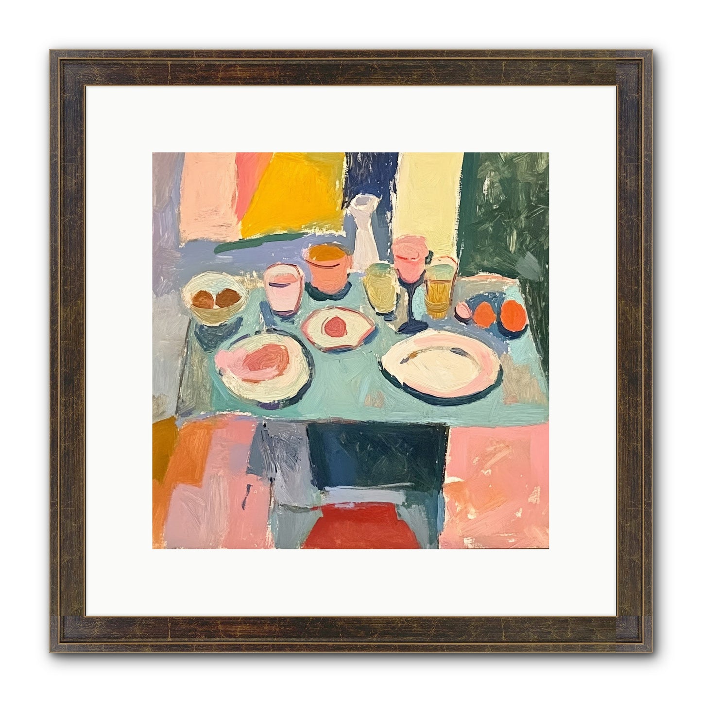 Parisian Breakfast Framed Print - Slimwoods Black/Gold 12x12