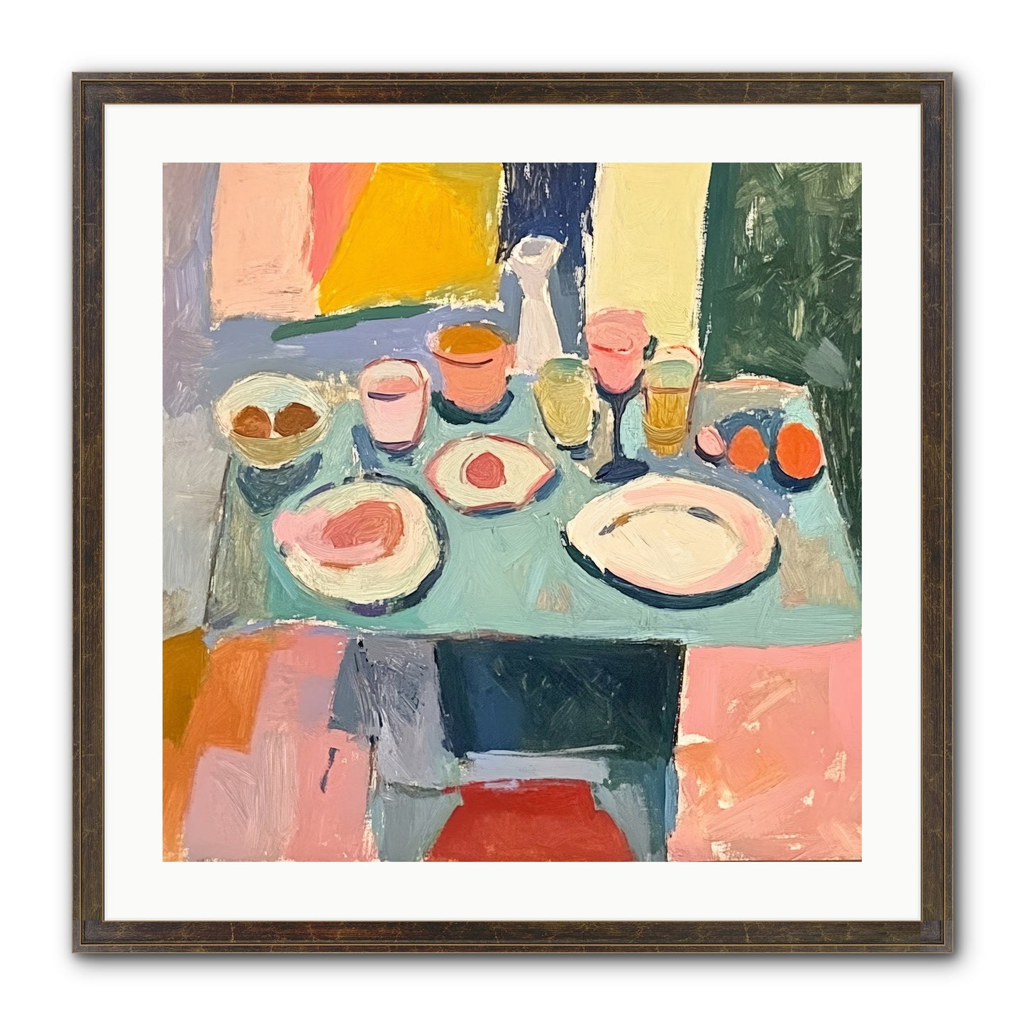 Parisian Breakfast Framed Print - Slimwoods Black/Gold 24x24