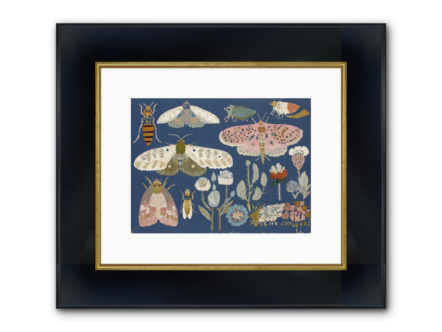 Parisian Paper Crowns Framed Print - Wide Black w/Gold 12x9
