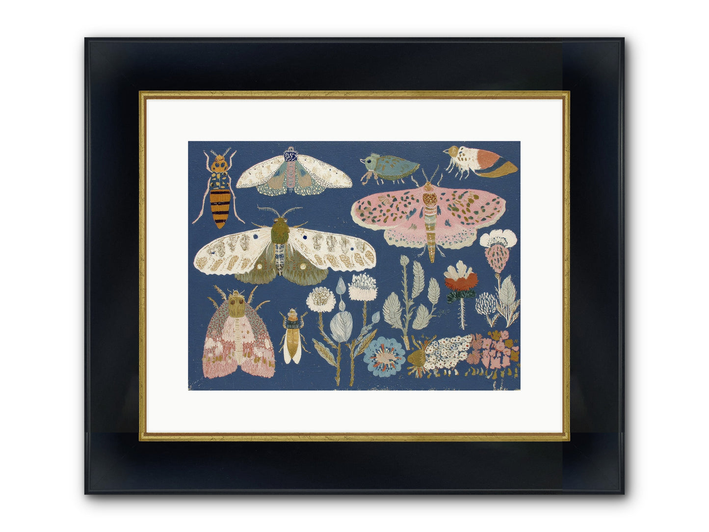 Parisian Paper Crowns Framed Print - Wide Black w/Gold 16x12
