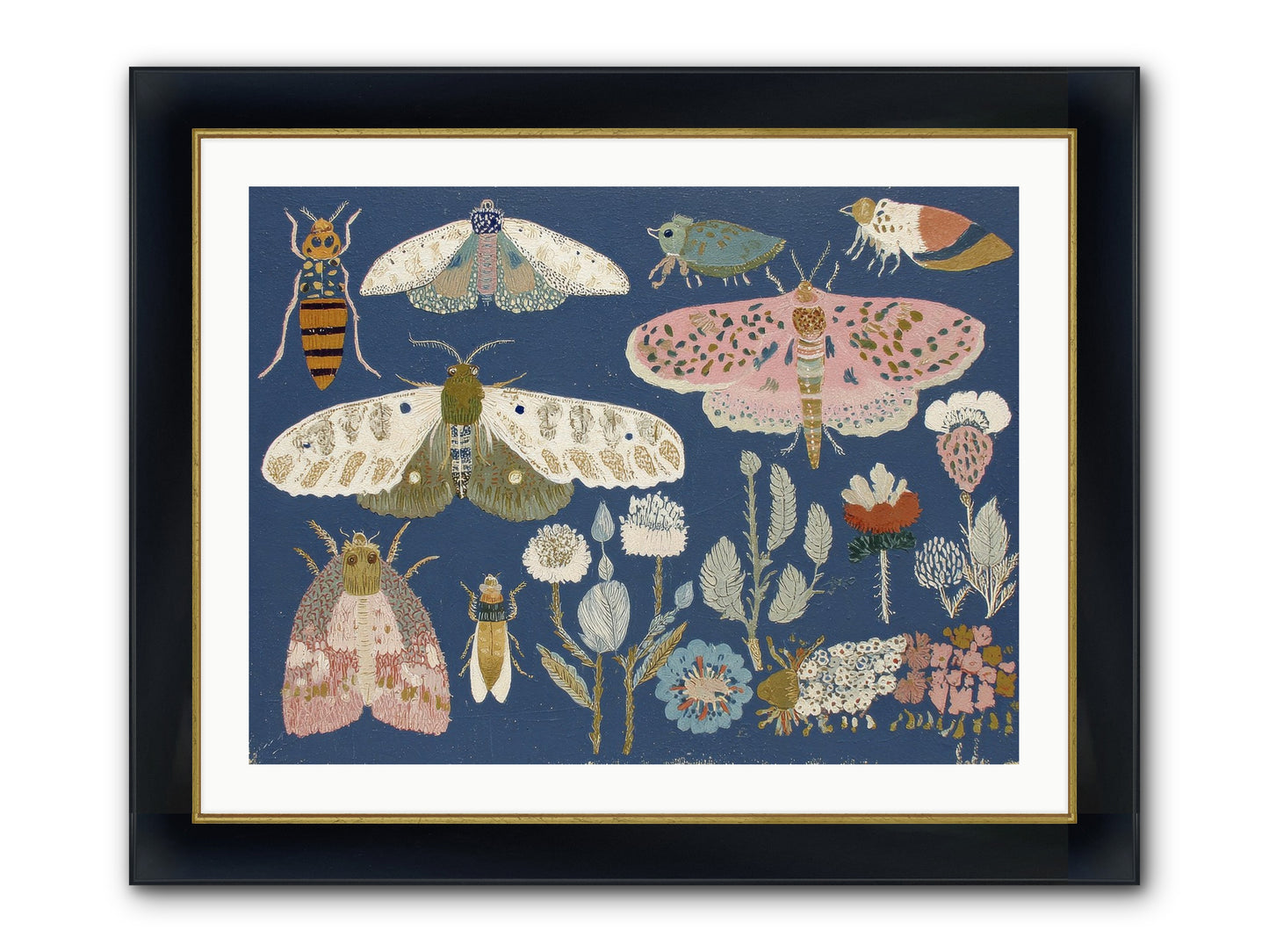 Parisian Paper Crowns Framed Print - Wide Black w/Gold 32x24