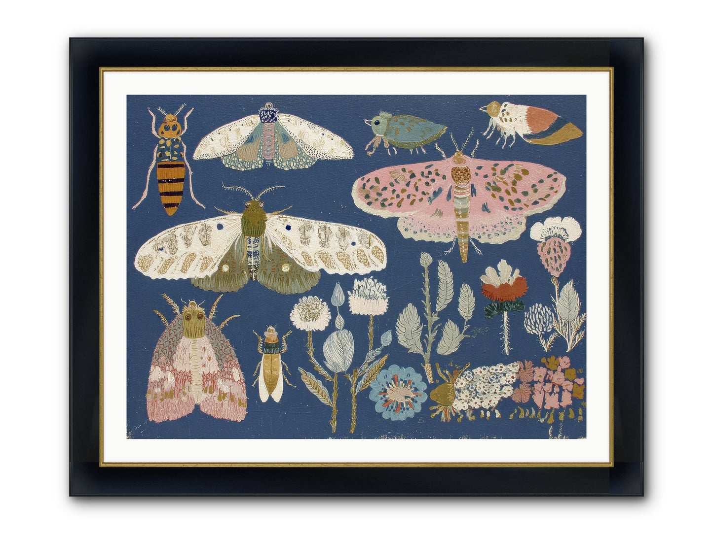 Parisian Paper Crowns Framed Print - Wide Black w/Gold 40x30