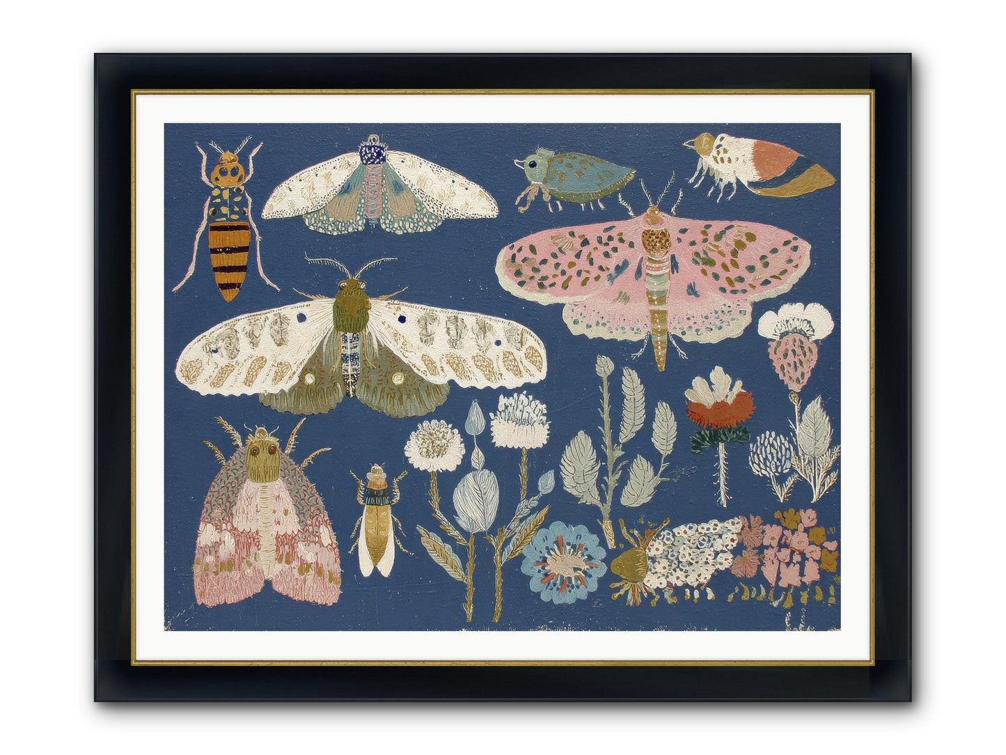 Parisian Paper Crowns Framed Print - Wide Black w/Gold 48x36
