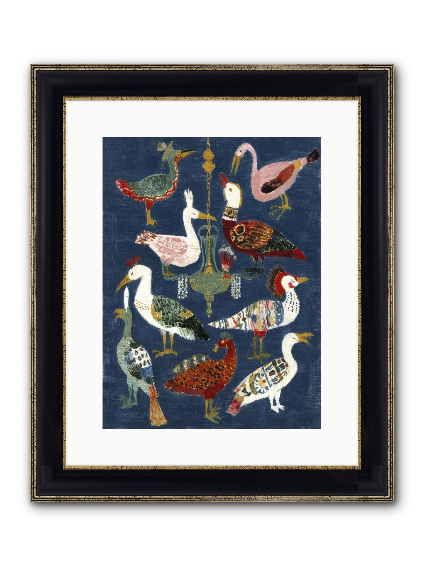 Parlor Chandelier Framed Print - Black & Gold 12x16