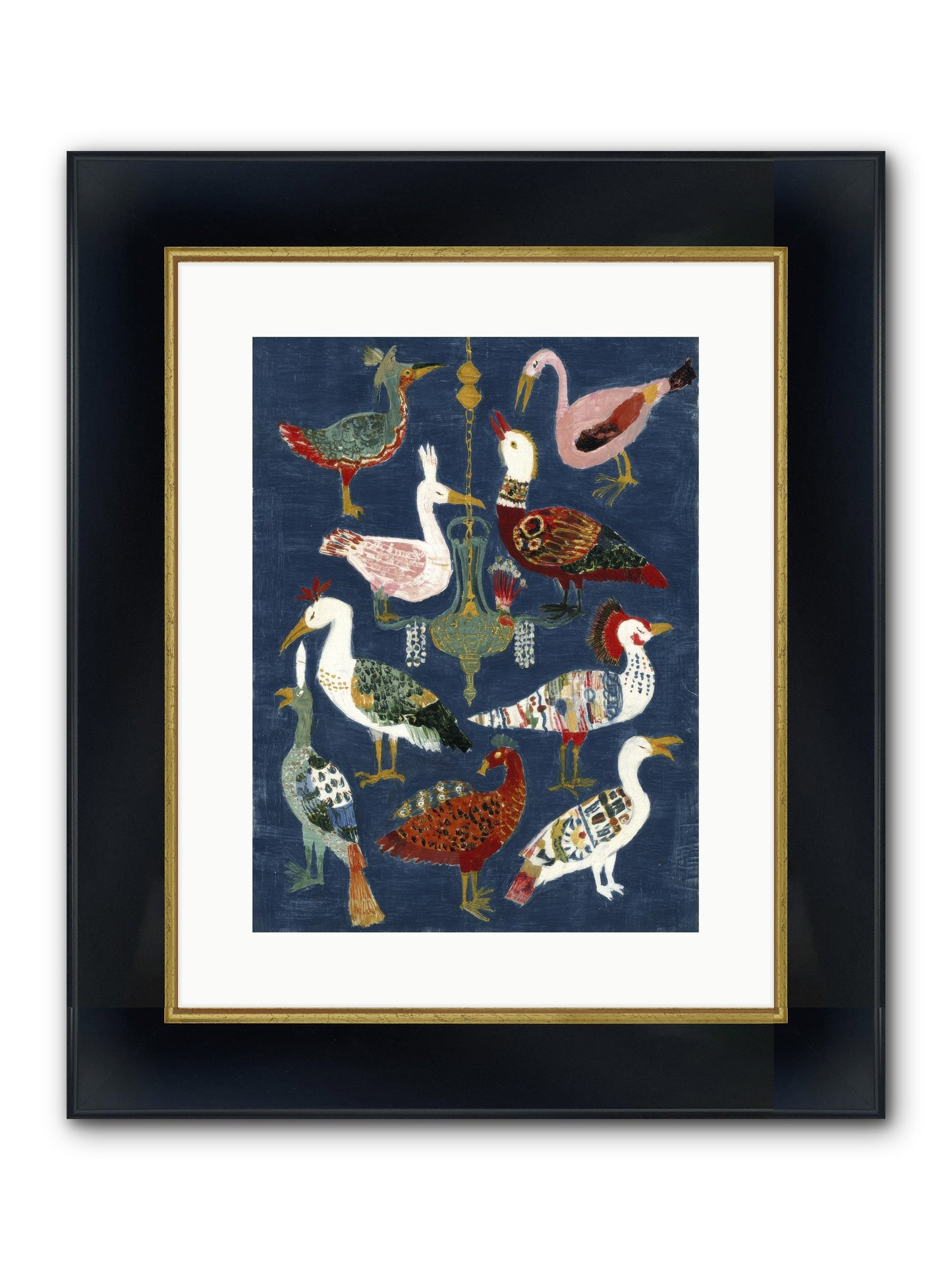 Parlor Chandelier Framed Print - Wide Black w/Gold 12x16