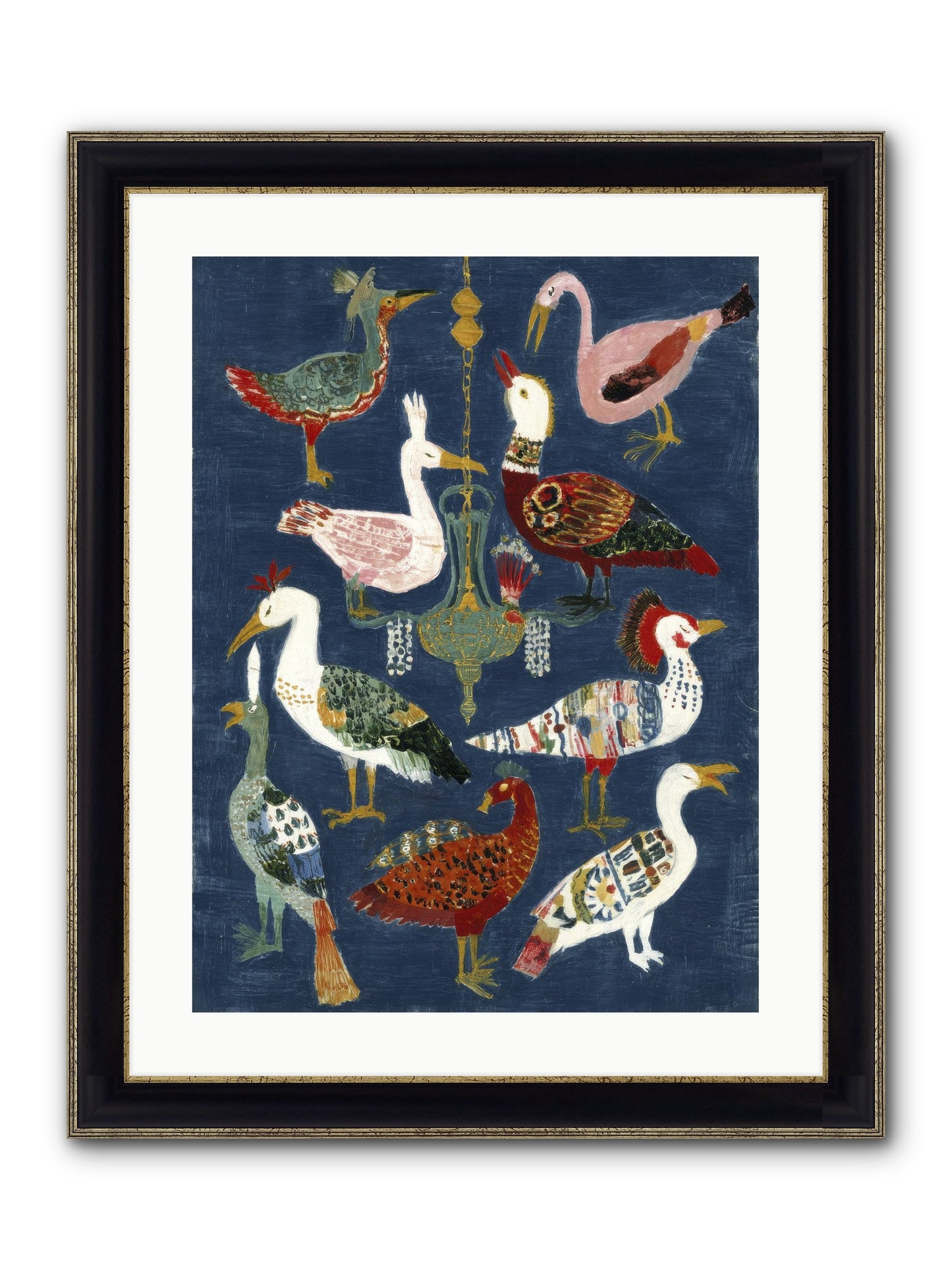 Parlor Chandelier Framed Print - Black & Gold 18x24