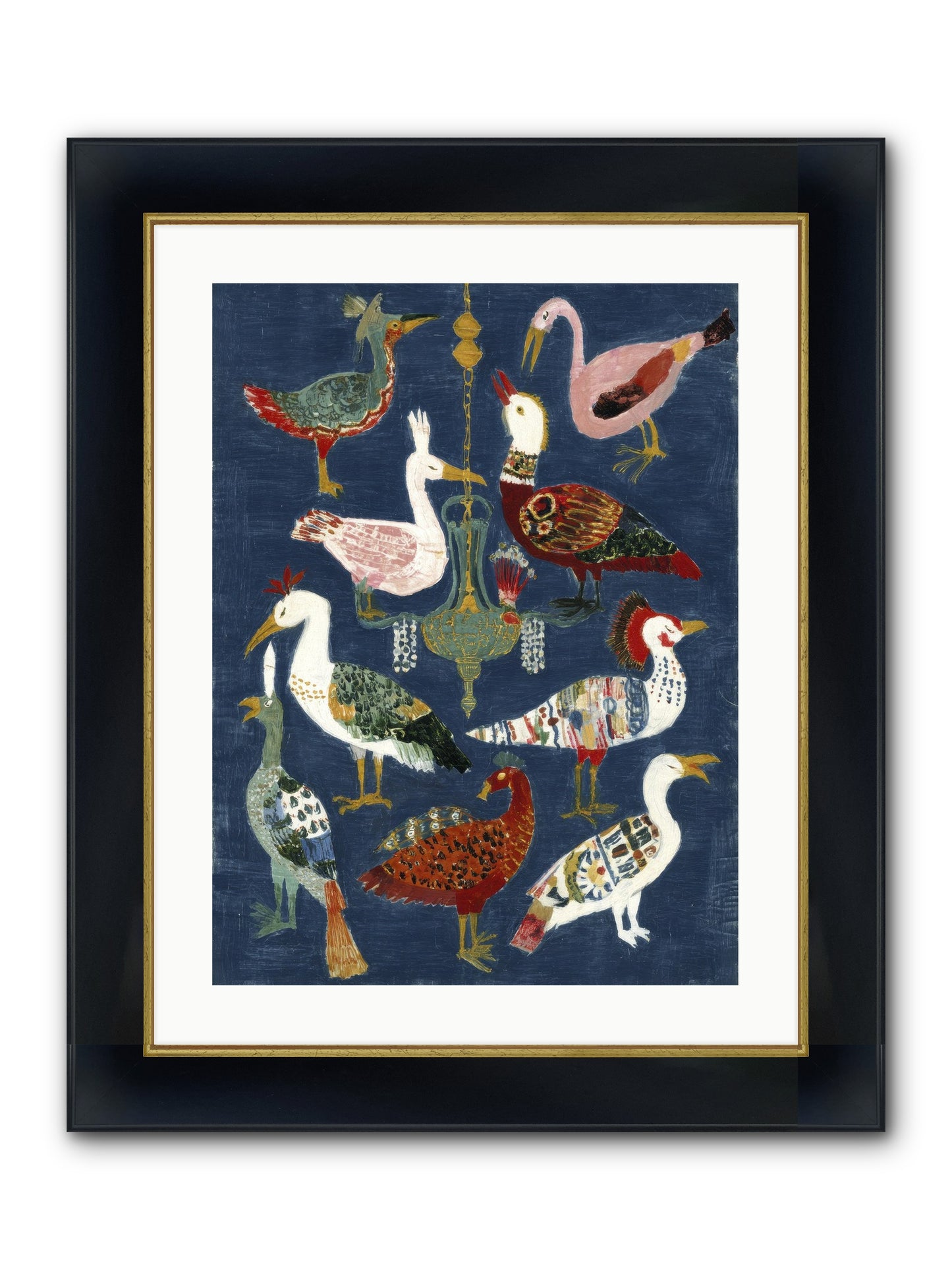 Parlor Chandelier Framed Print - Wide Black w/Gold 18x24