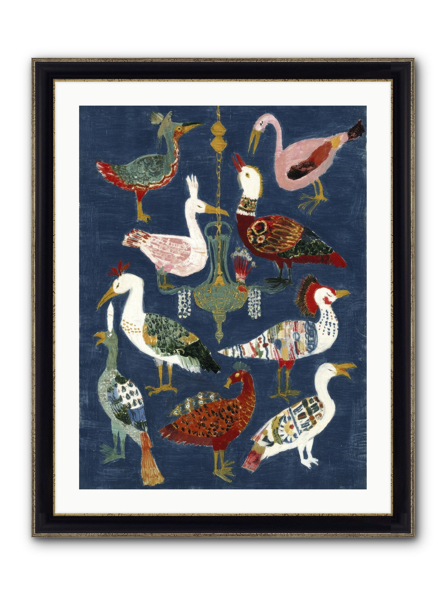 Parlor Chandelier Framed Print - Black & Gold 24x32