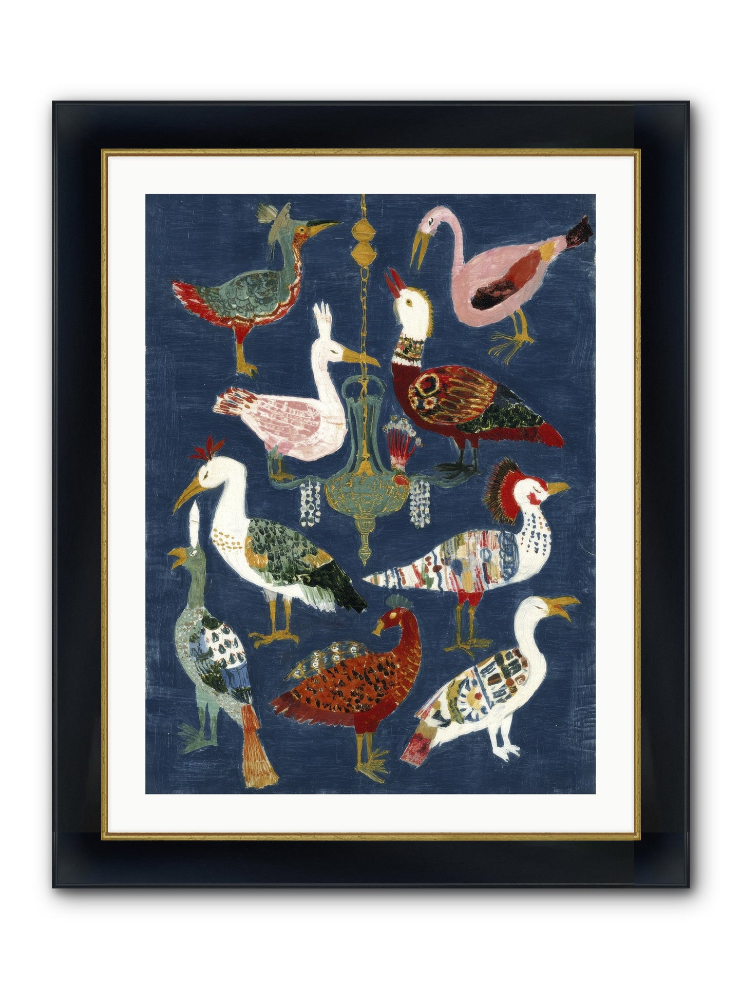 Parlor Chandelier Framed Print - Wide Black w/Gold 24x32