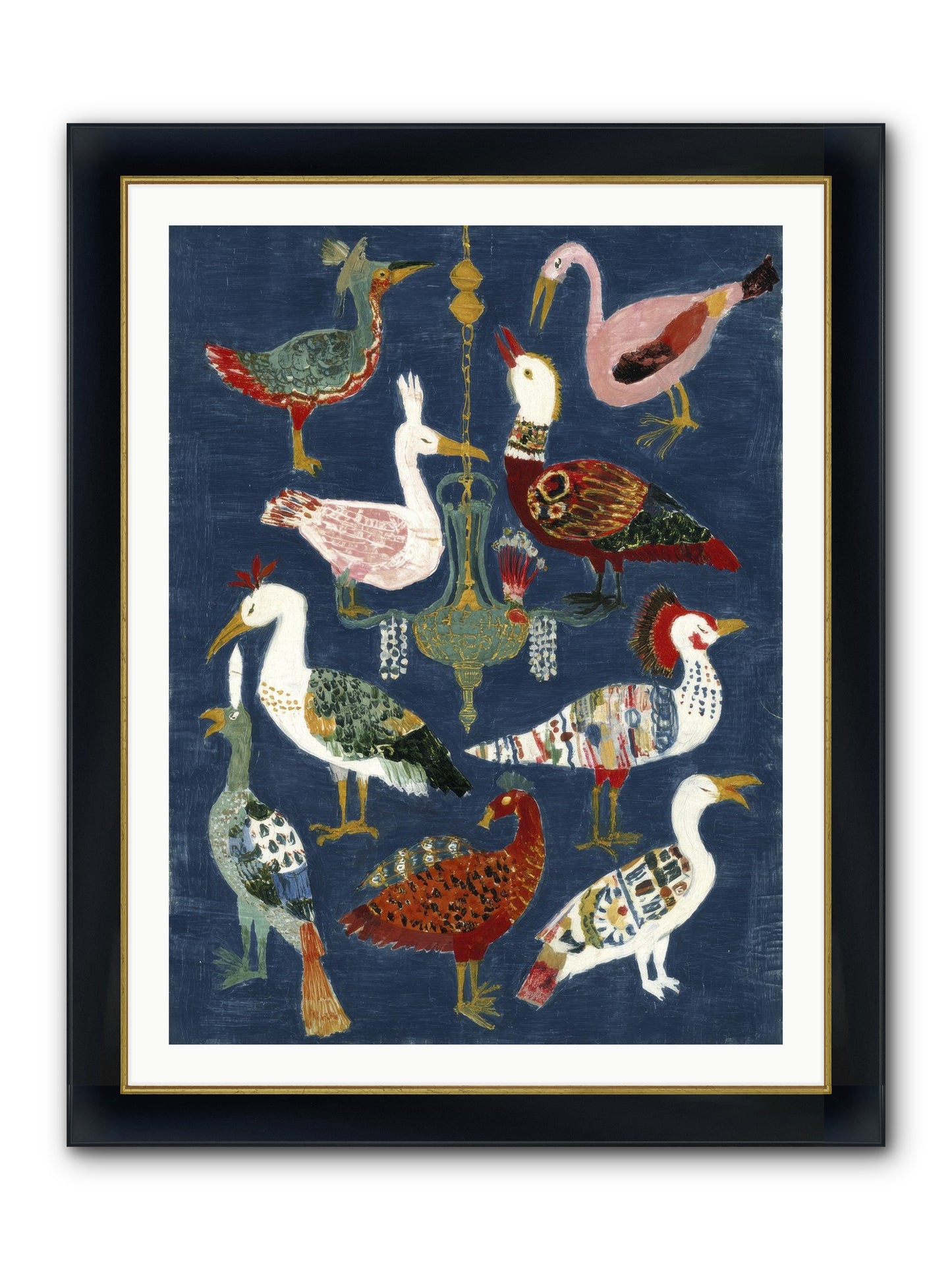 Parlor Chandelier Framed Print - Wide Black w/Gold 30x40