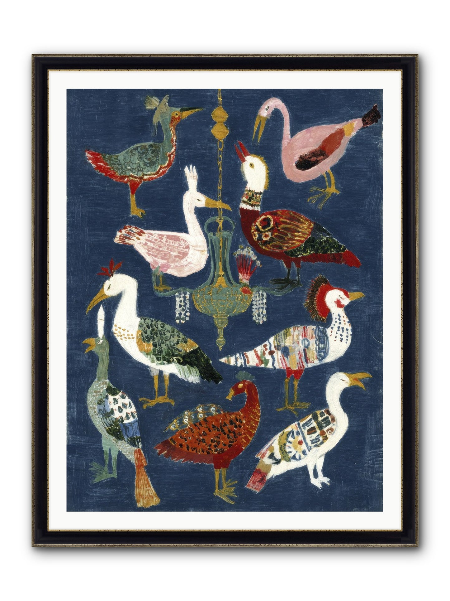 Parlor Chandelier Framed Print - Black & Gold 36x48