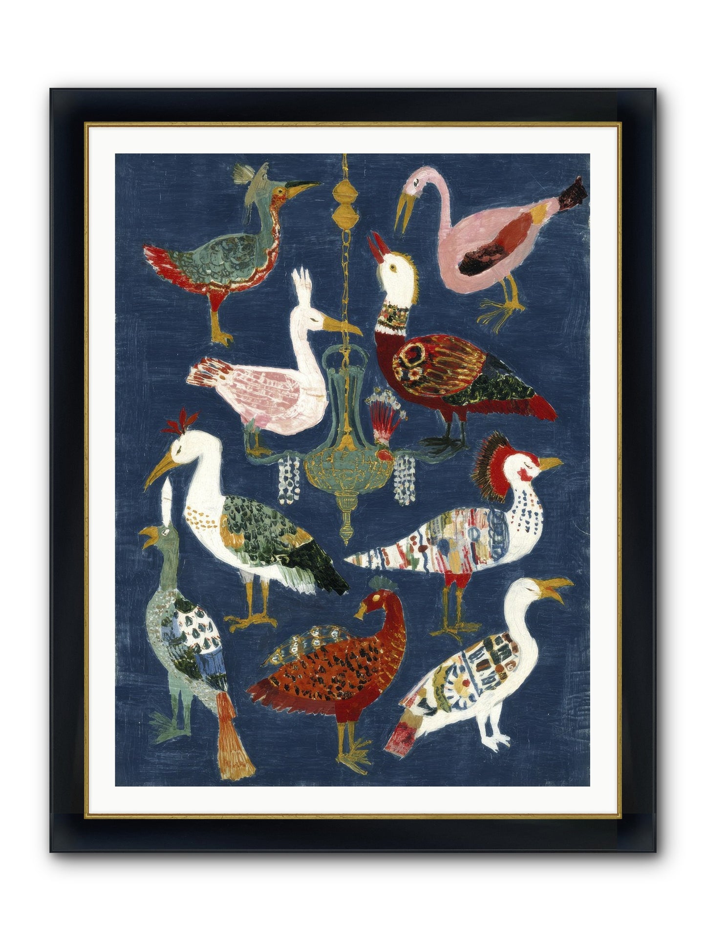 Parlor Chandelier Framed Print - Wide Black w/Gold 36x48