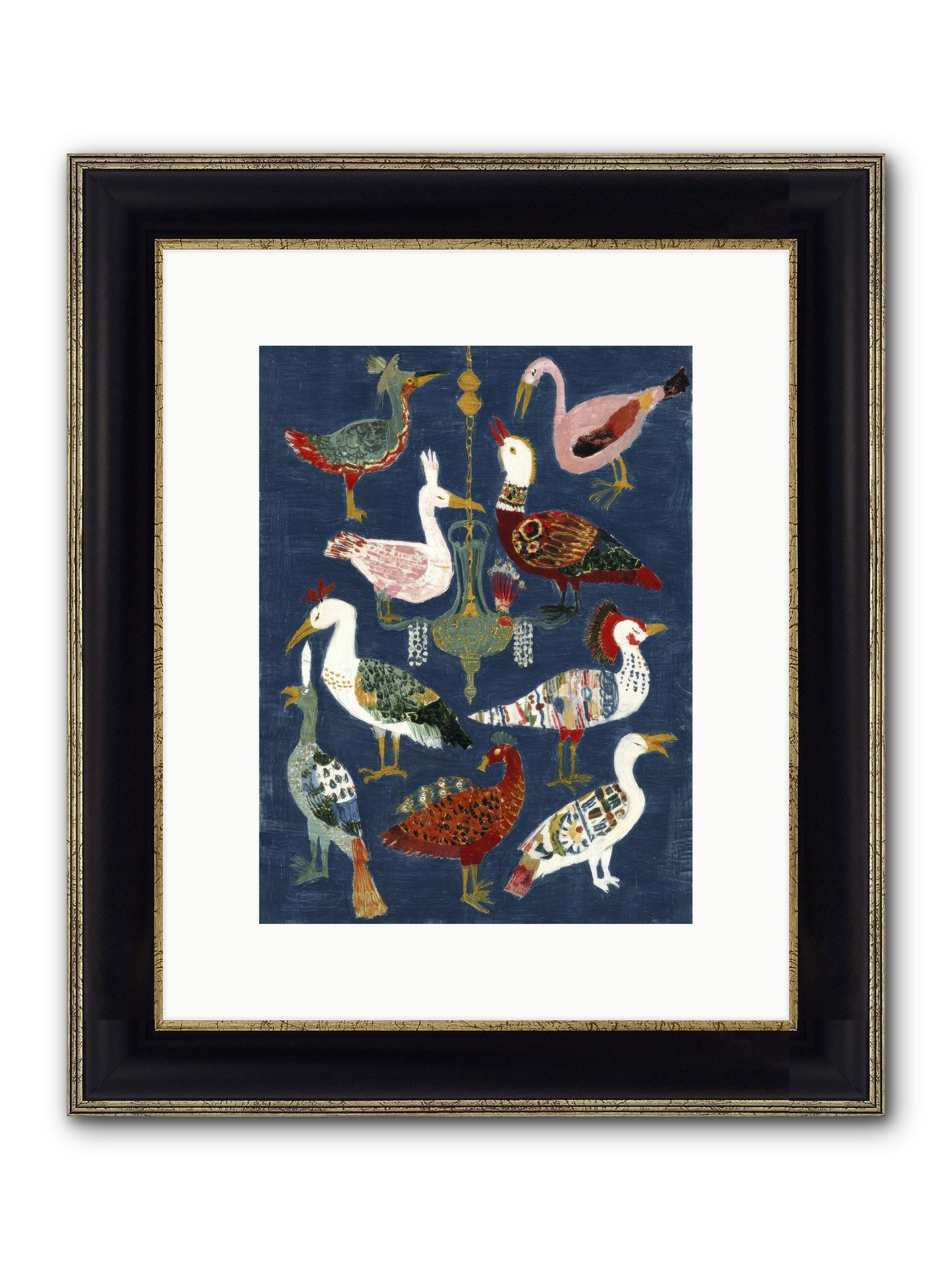 Parlor Chandelier Framed Print - Black & Gold 9x12