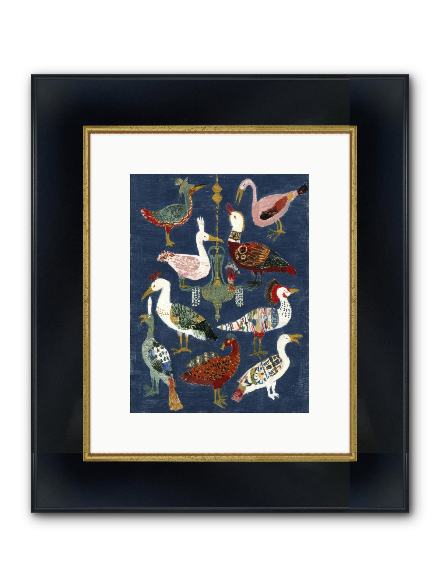 Parlor Chandelier Framed Print - Wide Black w/Gold 9x12