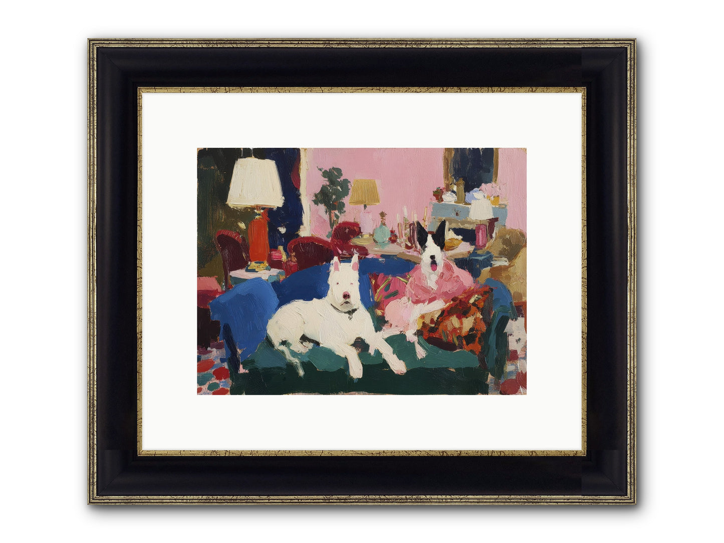 Parlor Companions Framed Print - Black & Gold 12x9