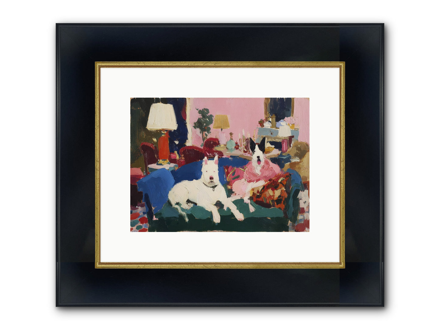 Parlor Companions Framed Print - Wide Black w/Gold 12x9
