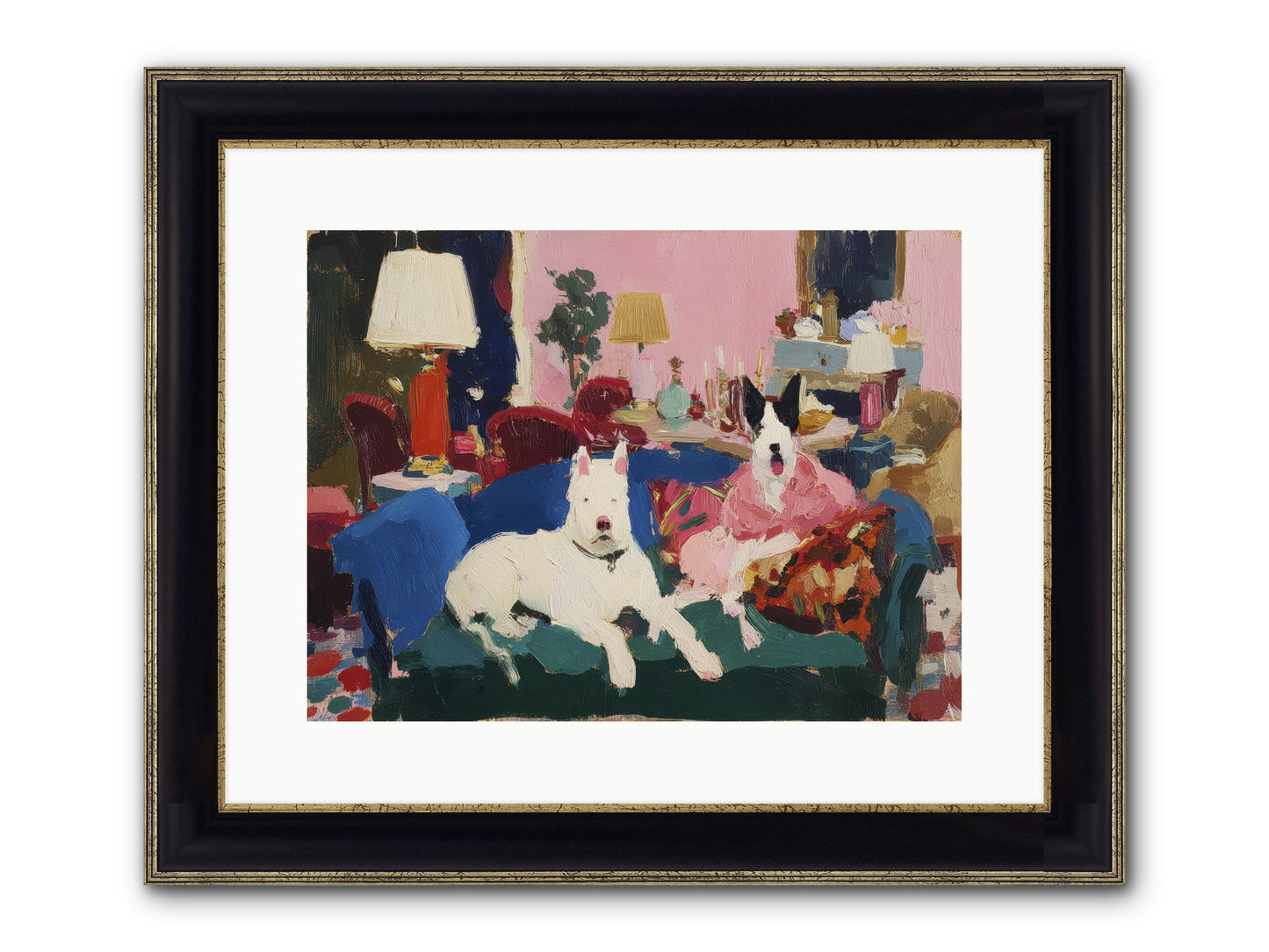 Parlor Companions Framed Print - Black & Gold 16x12