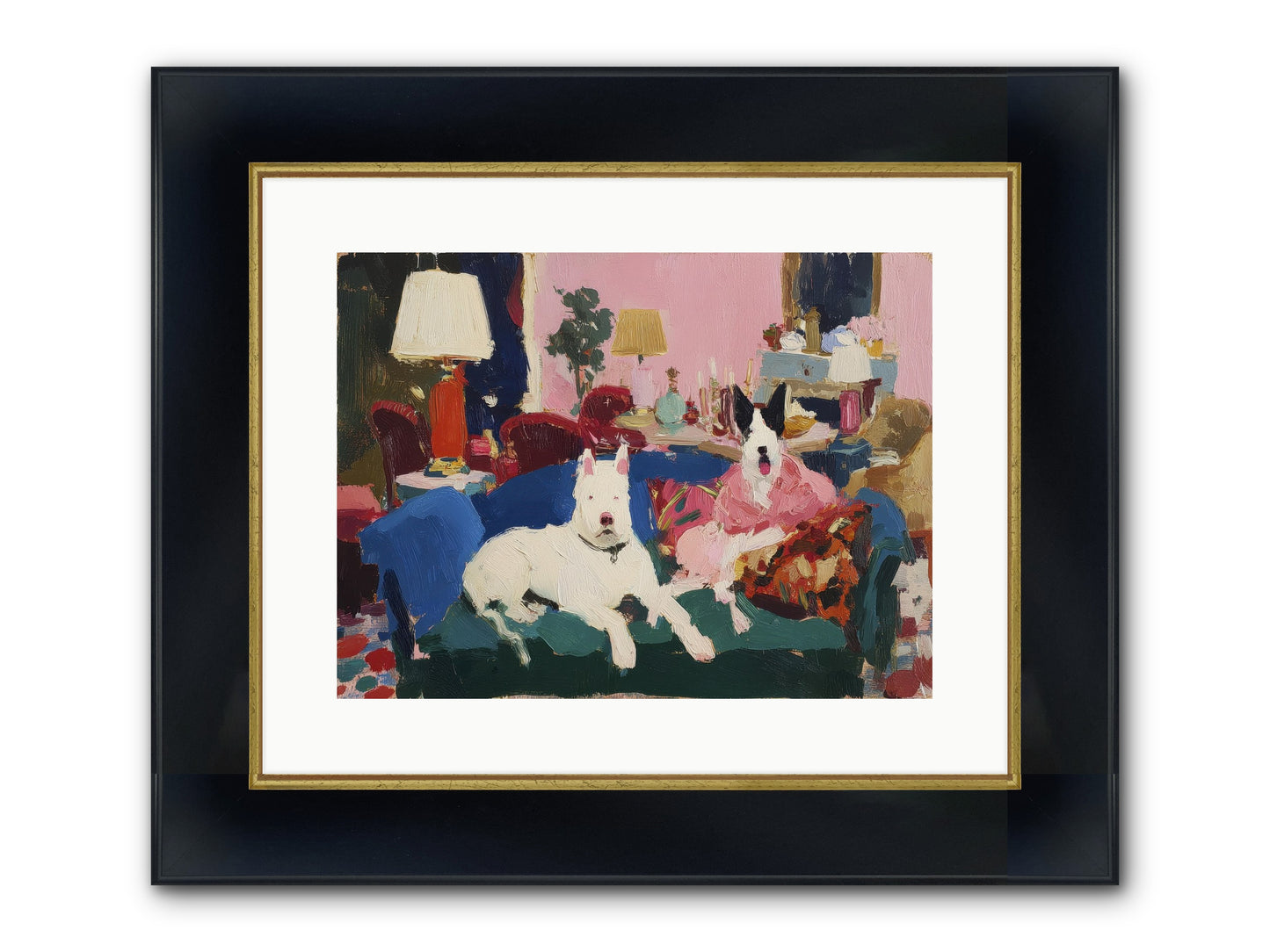 Parlor Companions Framed Print - Wide Black w/Gold 16x12