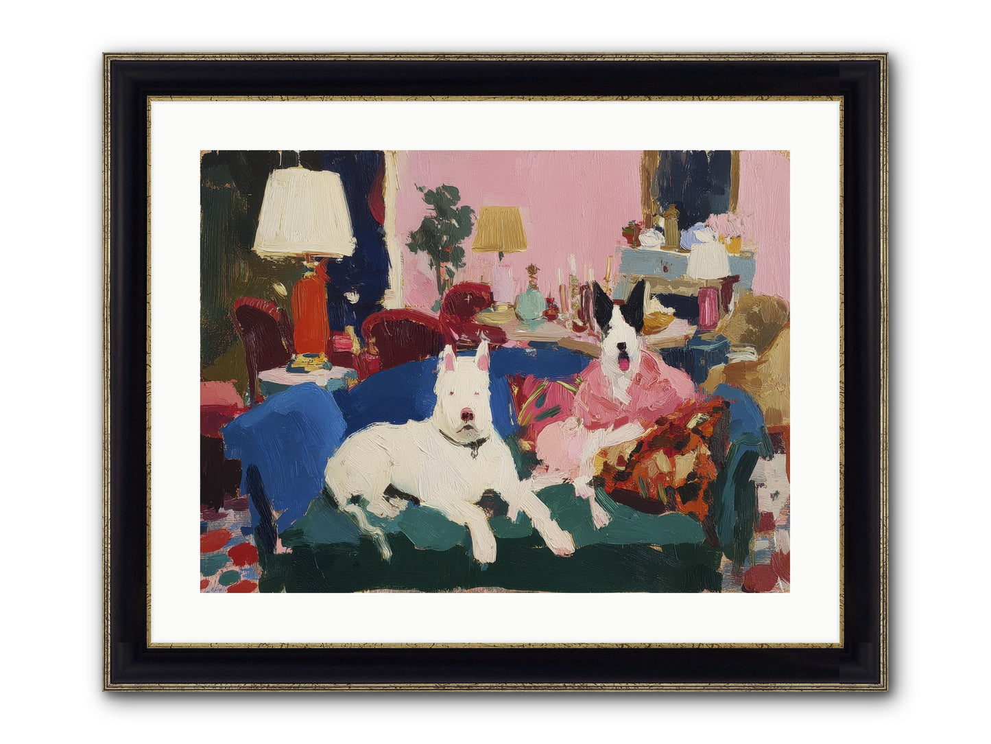 Parlor Companions Framed Print - Black & Gold 24x18