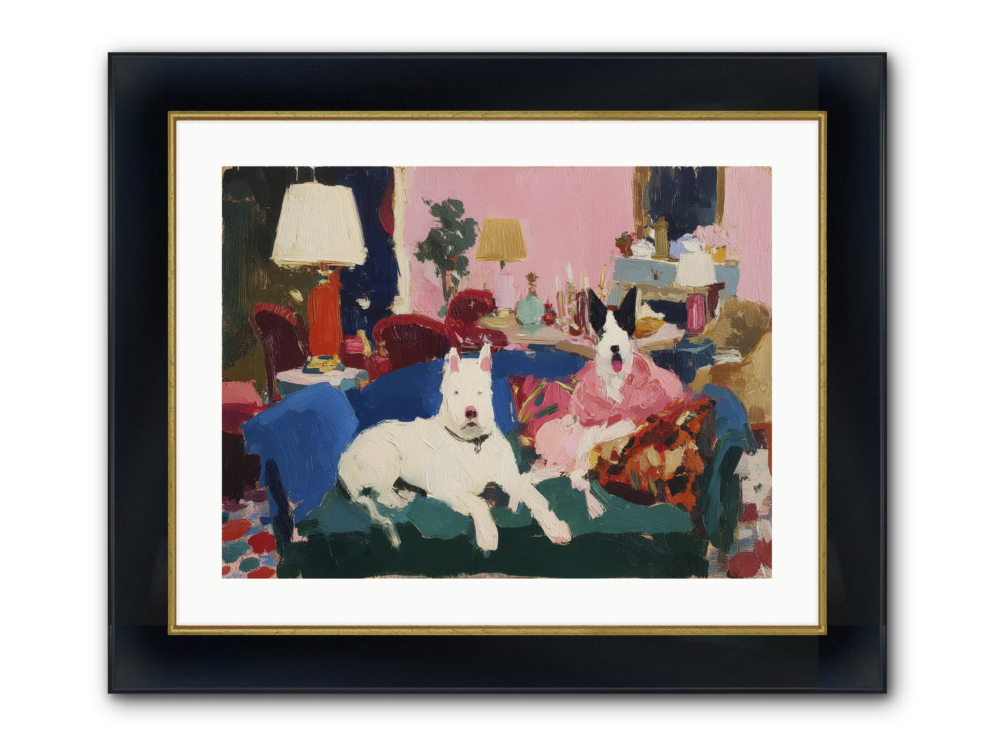 Parlor Companions Framed Print - Wide Black w/Gold 24x18