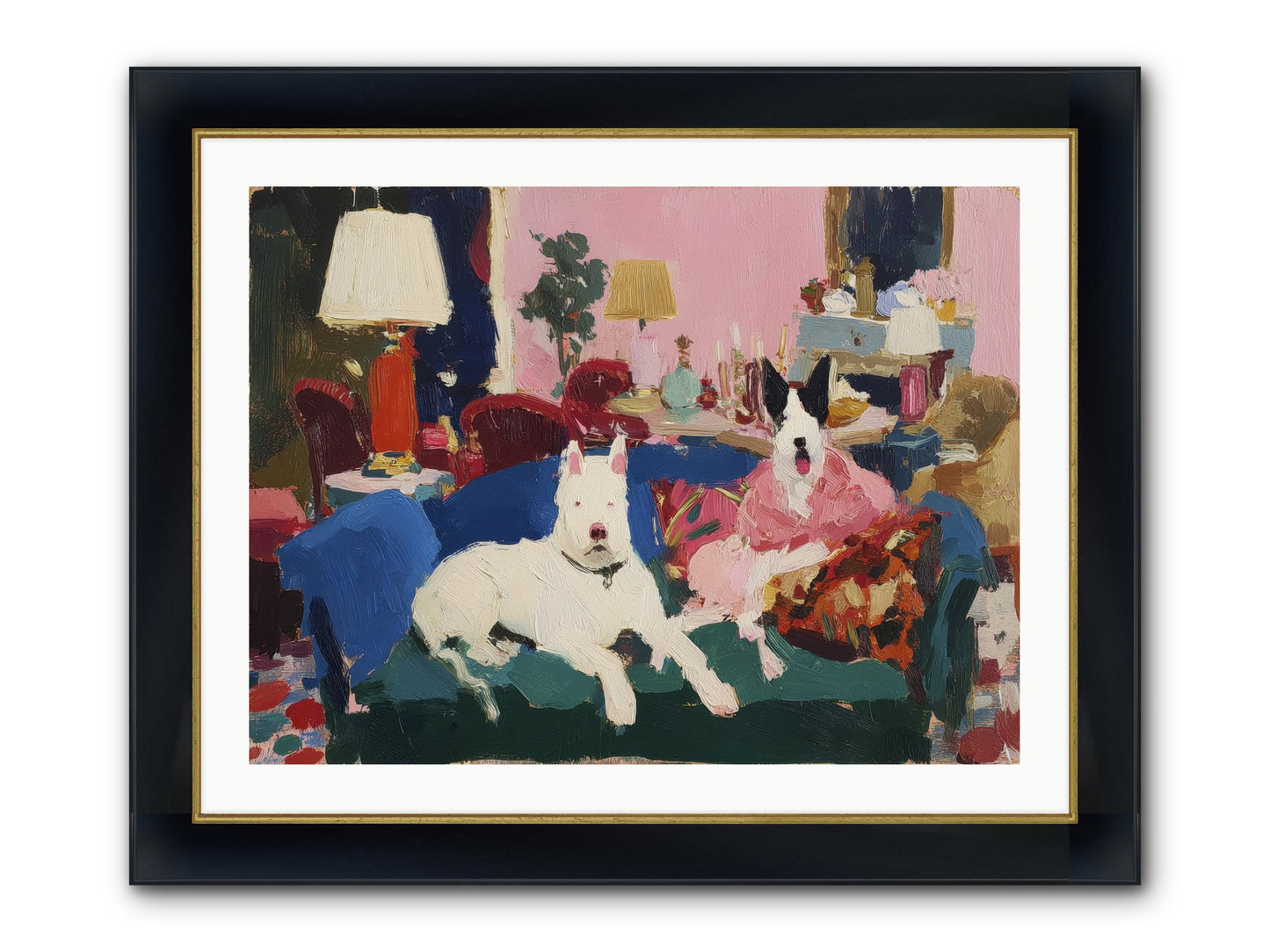 Parlor Companions Framed Print - Wide Black w/Gold 32x24