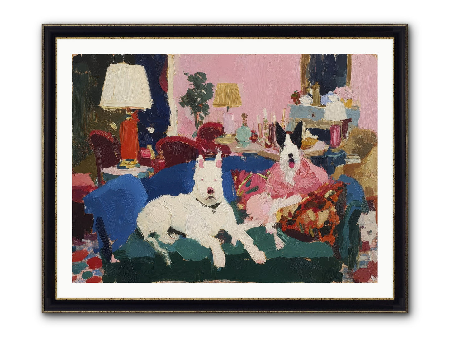 Parlor Companions Framed Print - Black & Gold 40x30