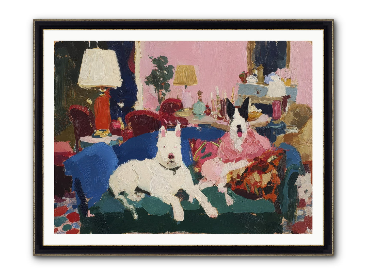 Parlor Companions Framed Print - Black & Gold 48x36