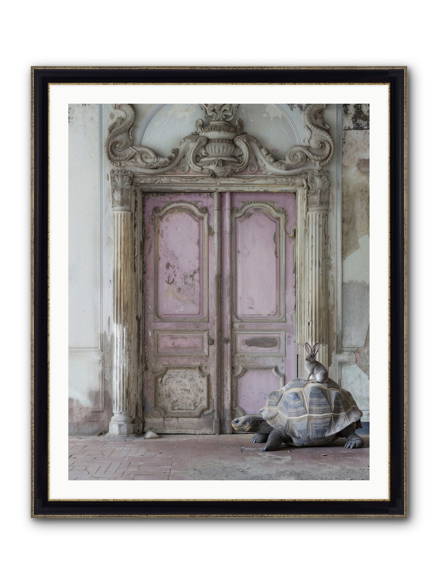 Passage To Whimsical Lands Framed Print - Black & Gold 32x40