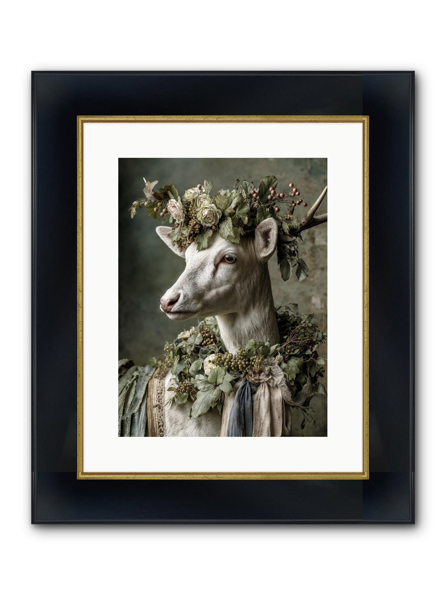 Pastiche Framed Print - Wide Black w/Gold 12x16