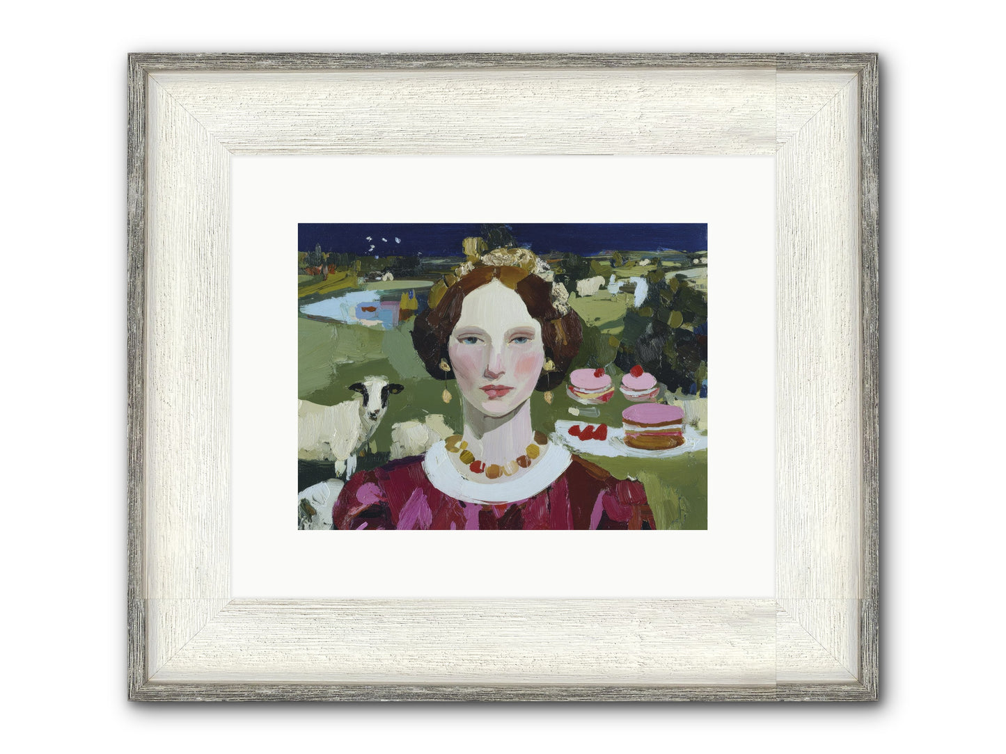 Pastoral Tea Framed Print - Driftwood White 12x9