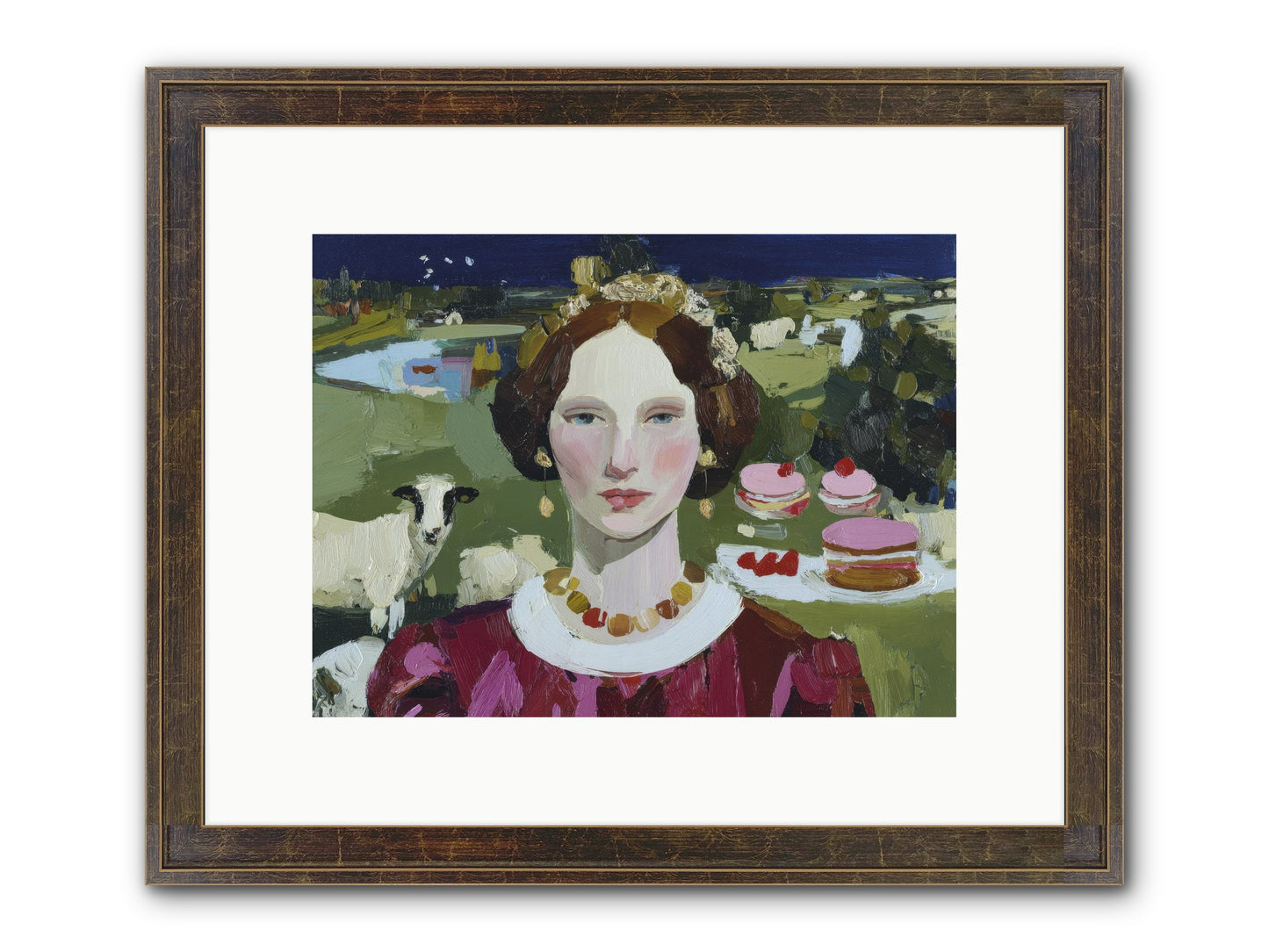 Pastoral Tea Framed Print - Slimwoods Black/Gold 12x9