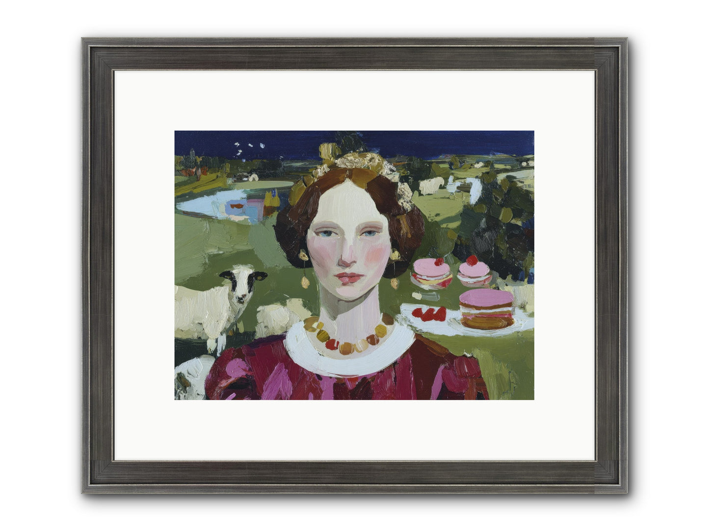 Pastoral Tea Framed Print - Slimwoods Black/Silver 12x9