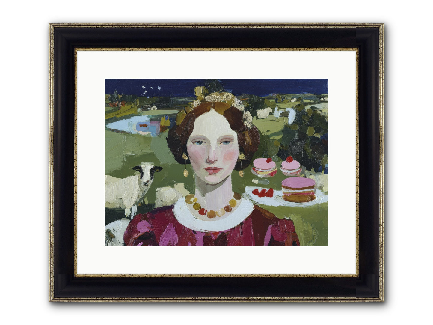 Pastoral Tea Framed Print - Black & Gold 16x12