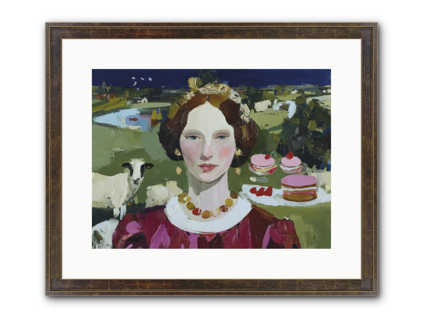 Pastoral Tea Framed Print - Slimwoods Black/Gold 16x12