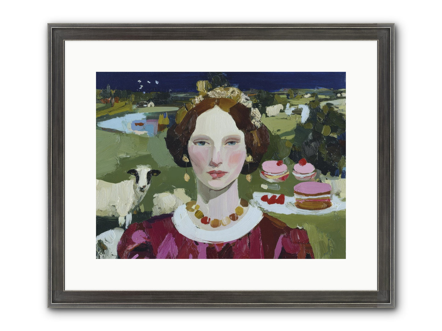 Pastoral Tea Framed Print - Slimwoods Black/Silver 16x12