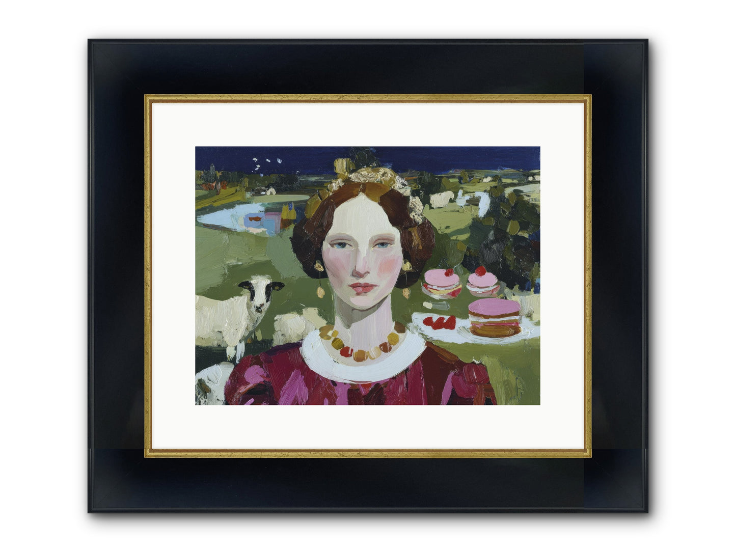 Pastoral Tea Framed Print - Wide Black w/Gold 16x12