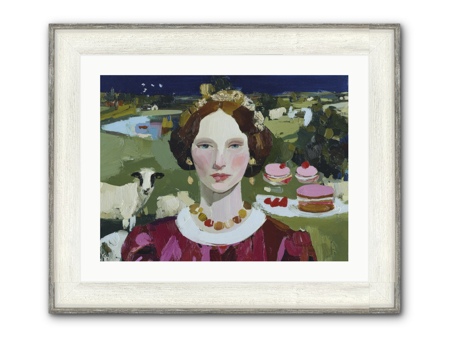 Pastoral Tea Framed Print - Driftwood White 24x18