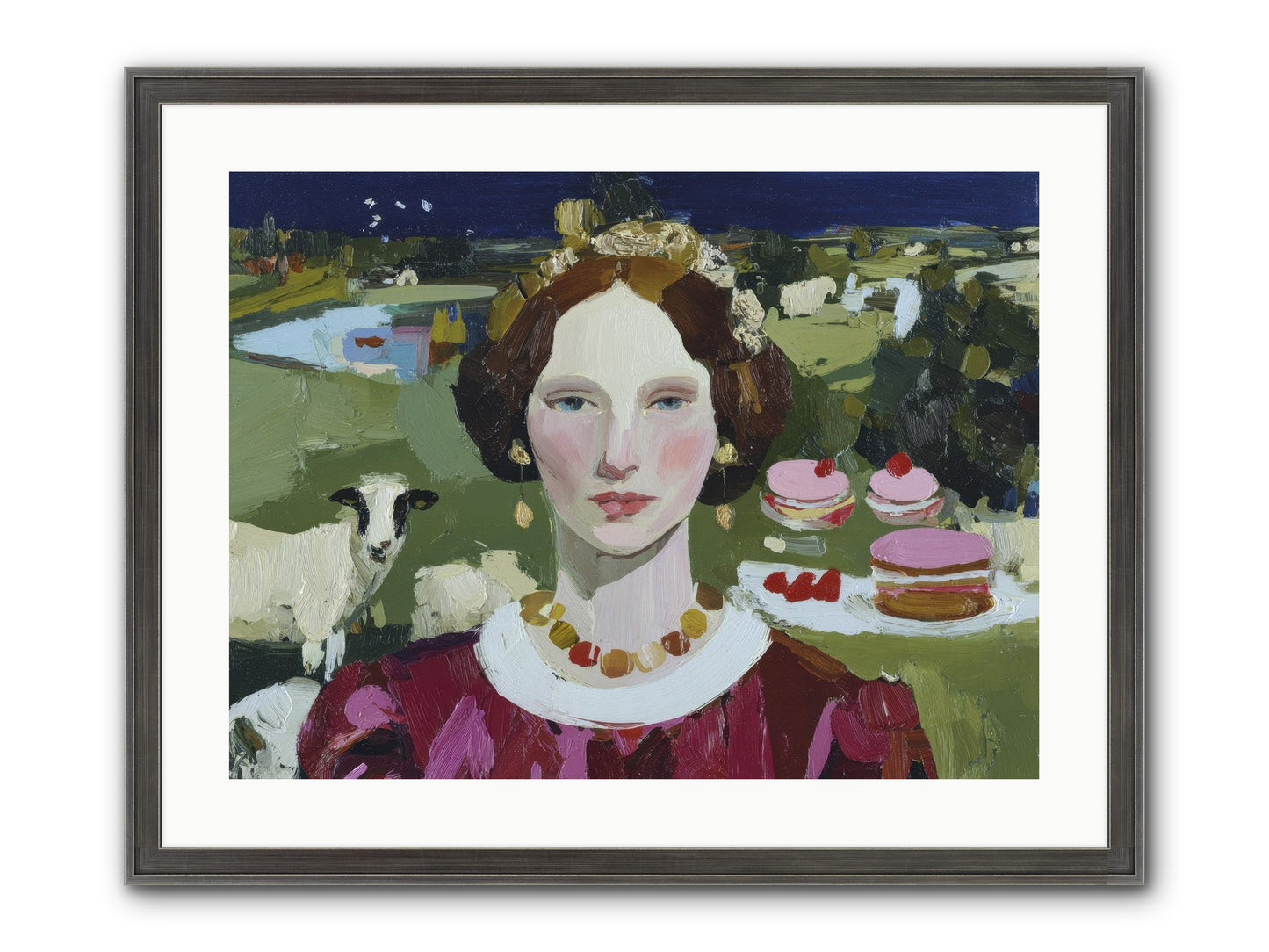 Pastoral Tea Framed Print - Slimwoods Black/Silver 24x18