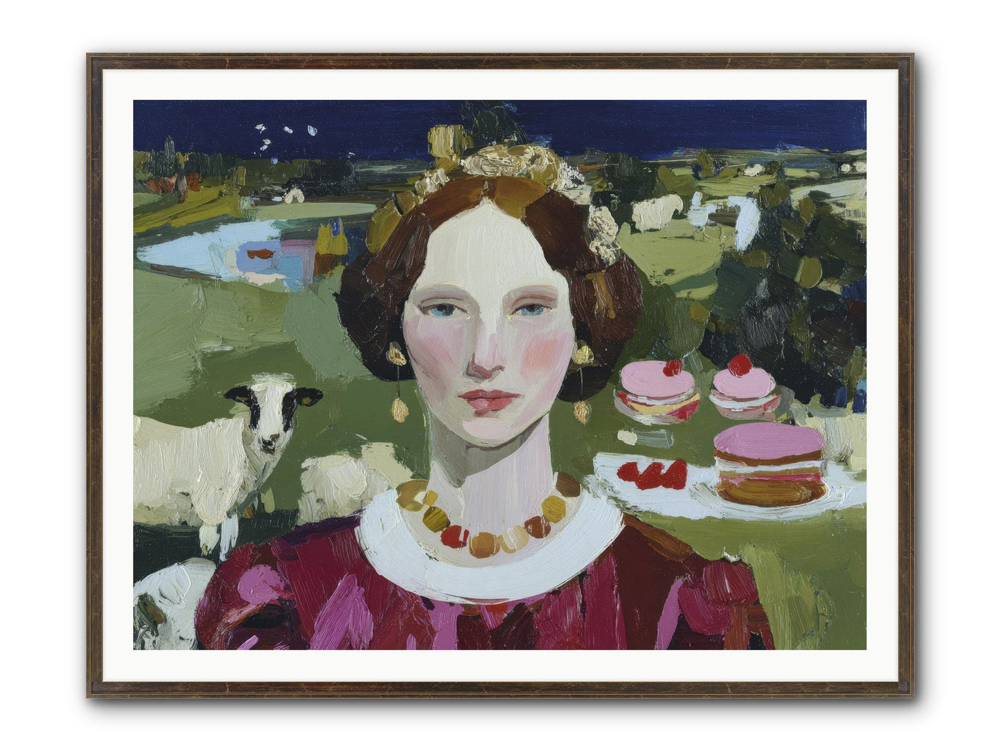 Pastoral Tea Framed Print - Slimwoods Black/Gold 48x36