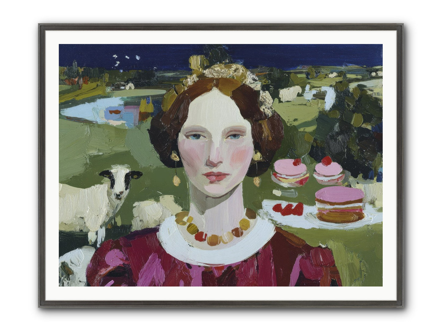 Pastoral Tea Framed Print - Slimwoods Black/Silver 48x36