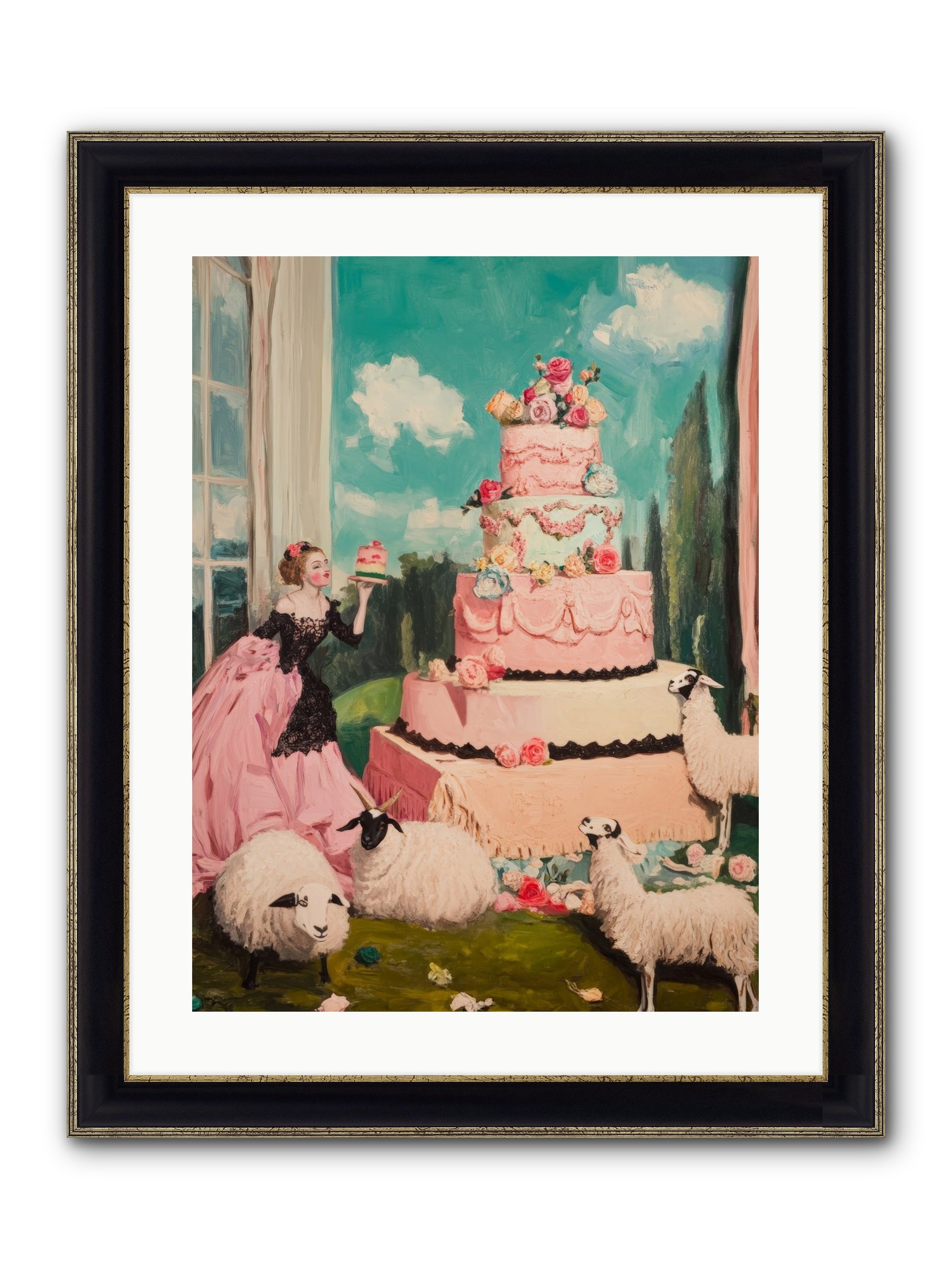 Pasture To Paris Framed Print - Black & Gold 18x24