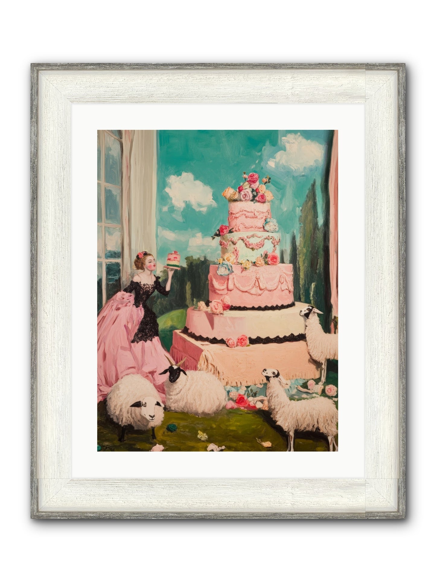 Pasture To Paris Framed Print - Driftwood White 18x24
