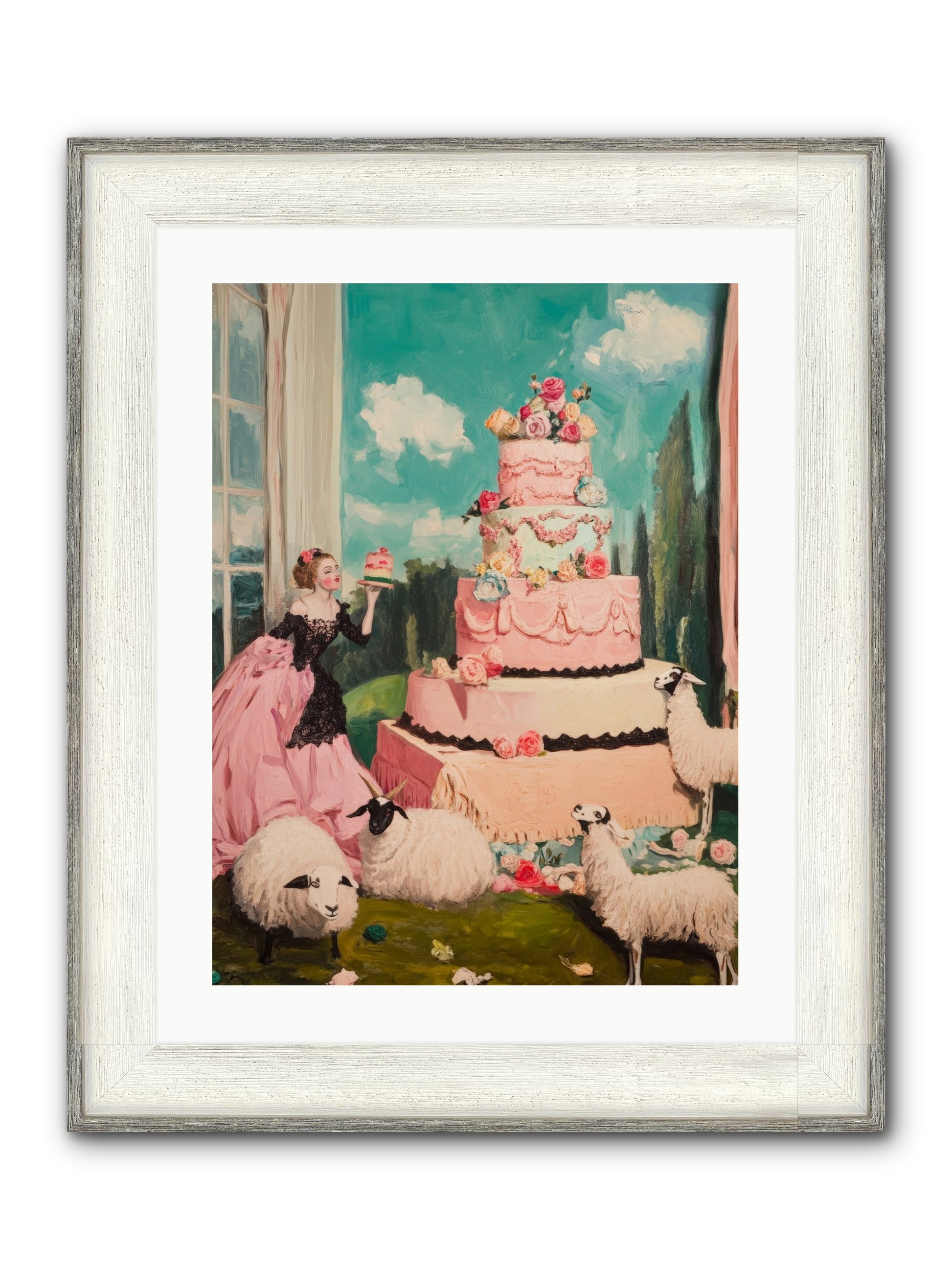 Pasture To Paris Framed Print - Driftwood White 18x24