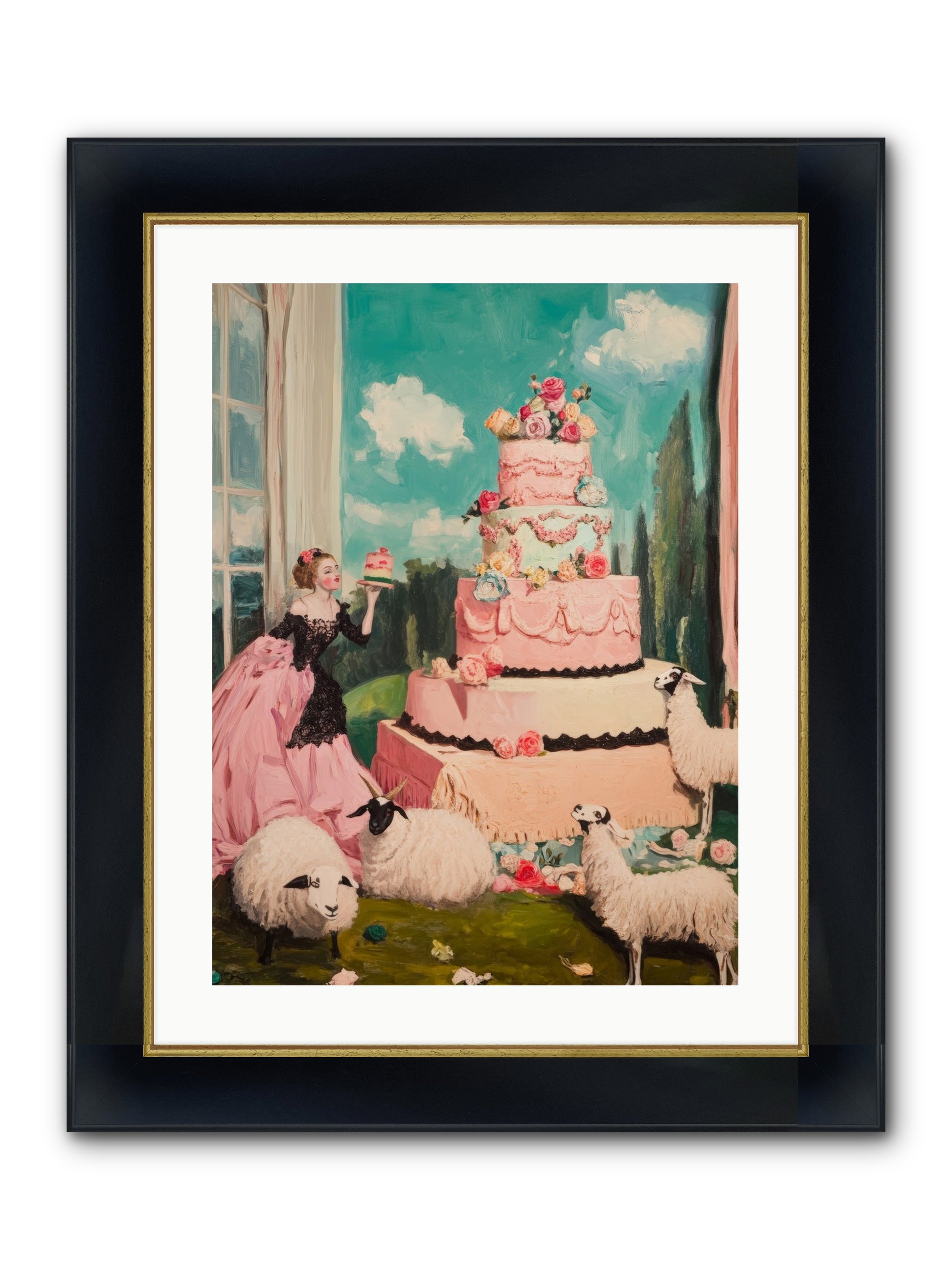 Pasture To Paris Framed Print - Wide Black w/Gold 18x24